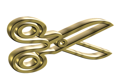 Golden Scissors Graphic PNG Image