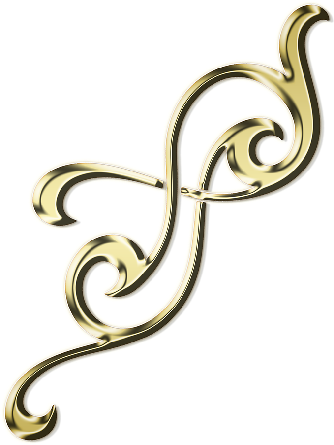 Golden Scrollwork Element PNG Image