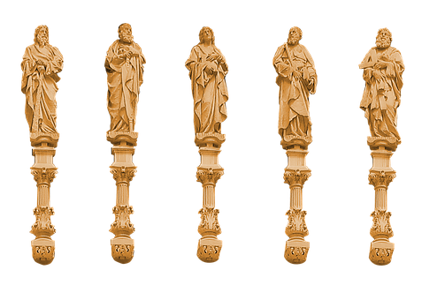 Golden_ Sculptures_on_ Pedestals PNG Image