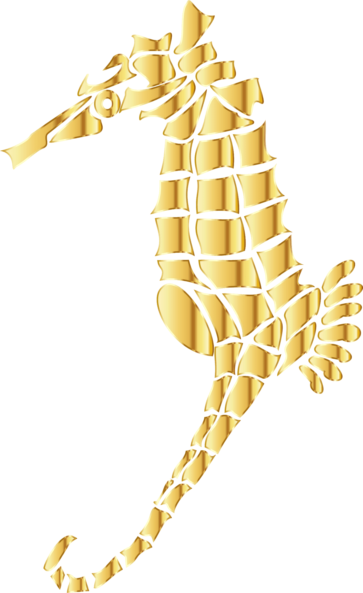 Golden Seahorse Illustration PNG Image