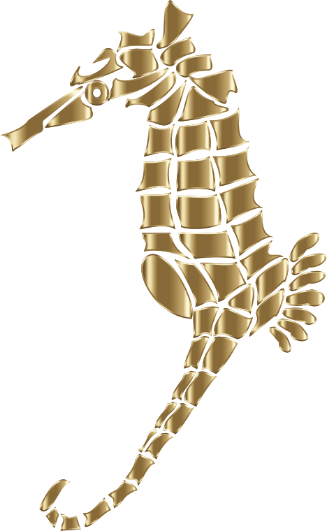 Golden Seahorse Sculpture PNG Image