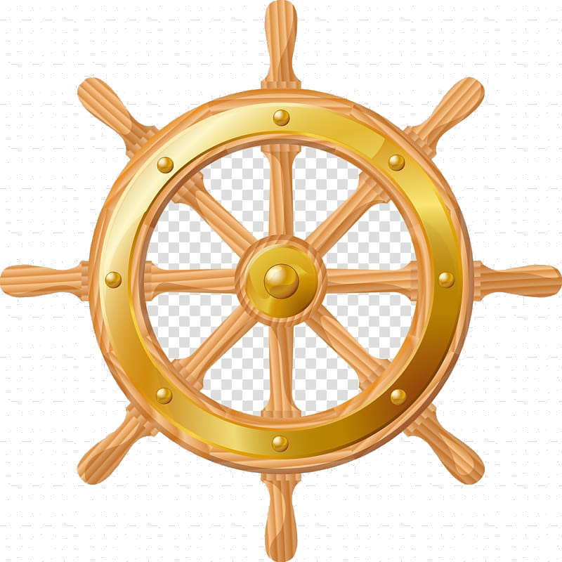 Golden Ship Wheel Icon PNG Image