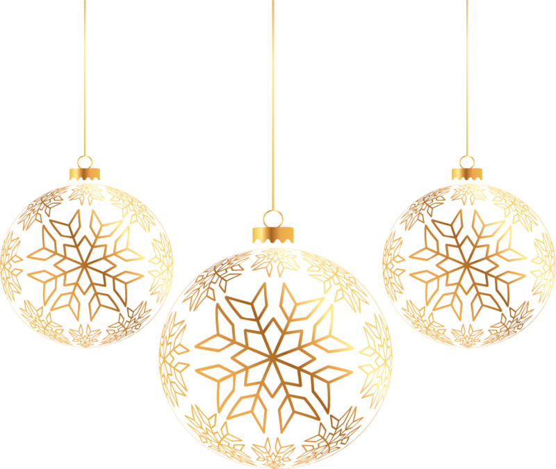 Golden Snowflake Christmas Ornaments PNG Image