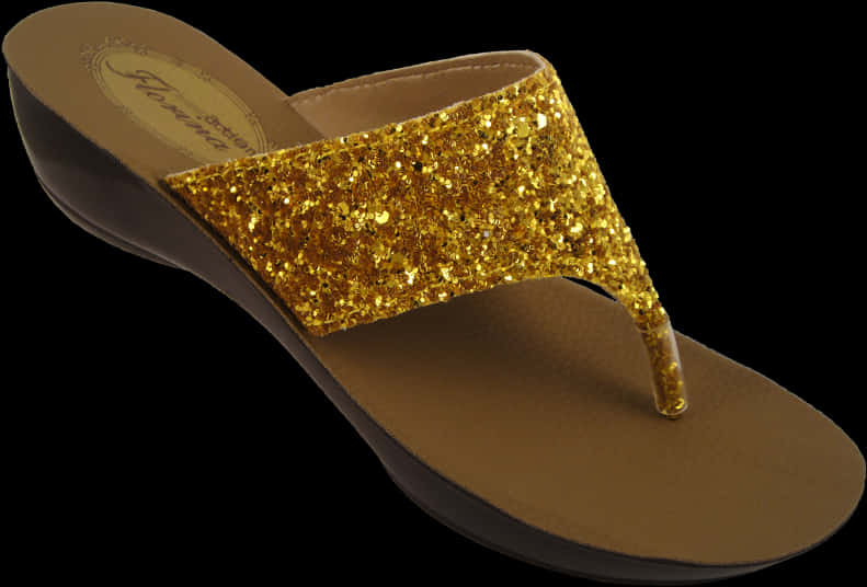 Golden Sparkle Ladies Chappal PNG Image