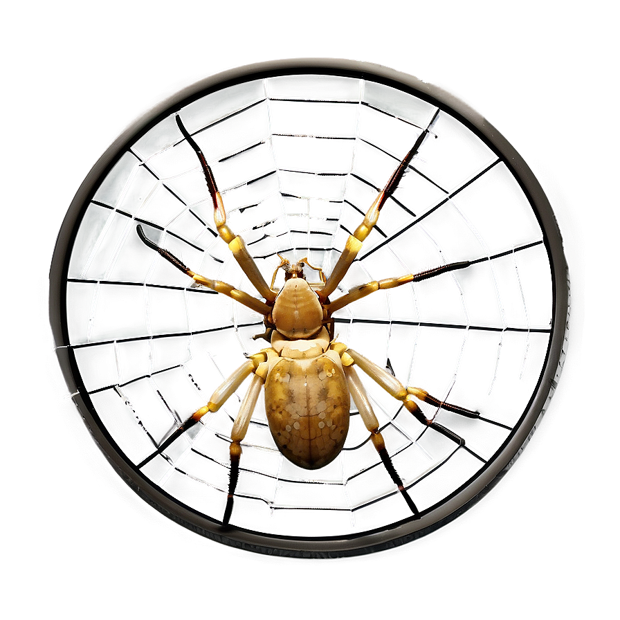 Golden Spideron Web PNG Image