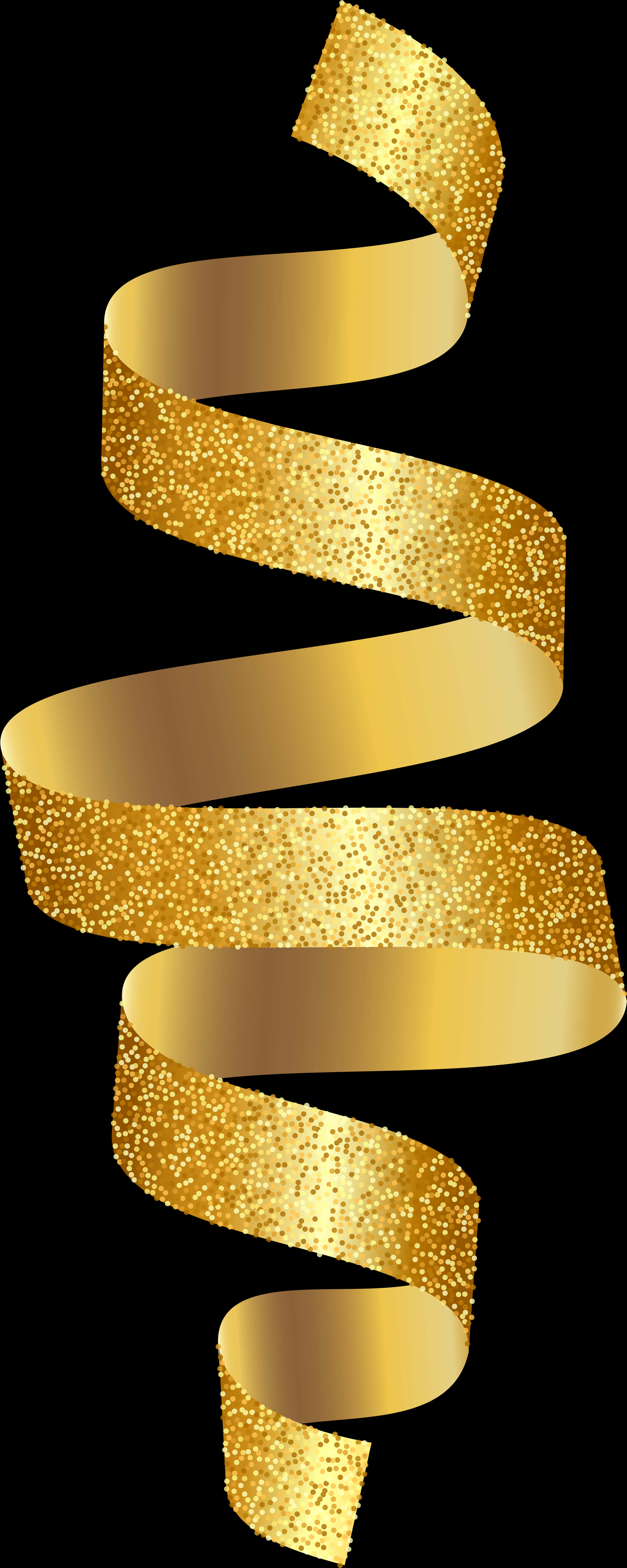 Golden Spiral Ribbon Glitter PNG Image