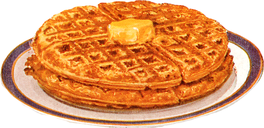 Golden Stacked Waffleswith Butter PNG Image