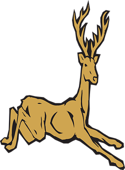 Golden Stag Silhouette PNG Image