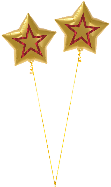 Golden Star Balloonswith Red Accents PNG Image