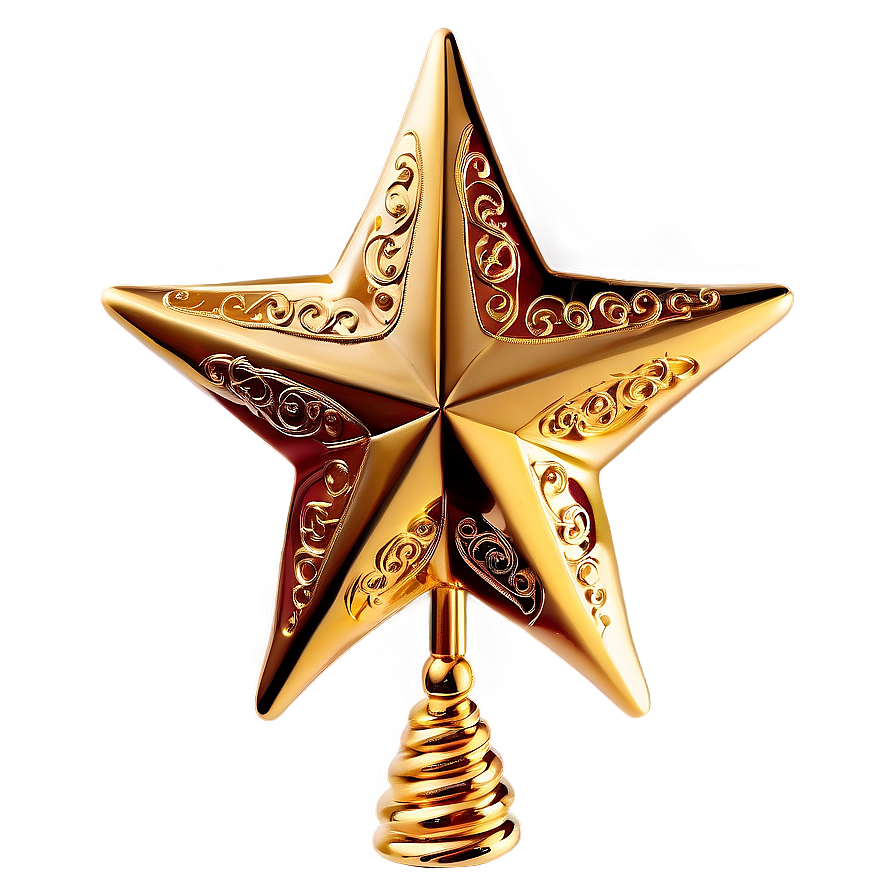 Golden Star Christmas Tree Topper Png 06262024 PNG Image