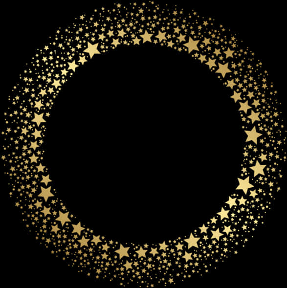 Golden Star Circle Frame PNG Image