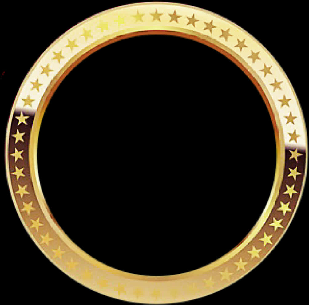 Golden Star Circle Frame PNG Image