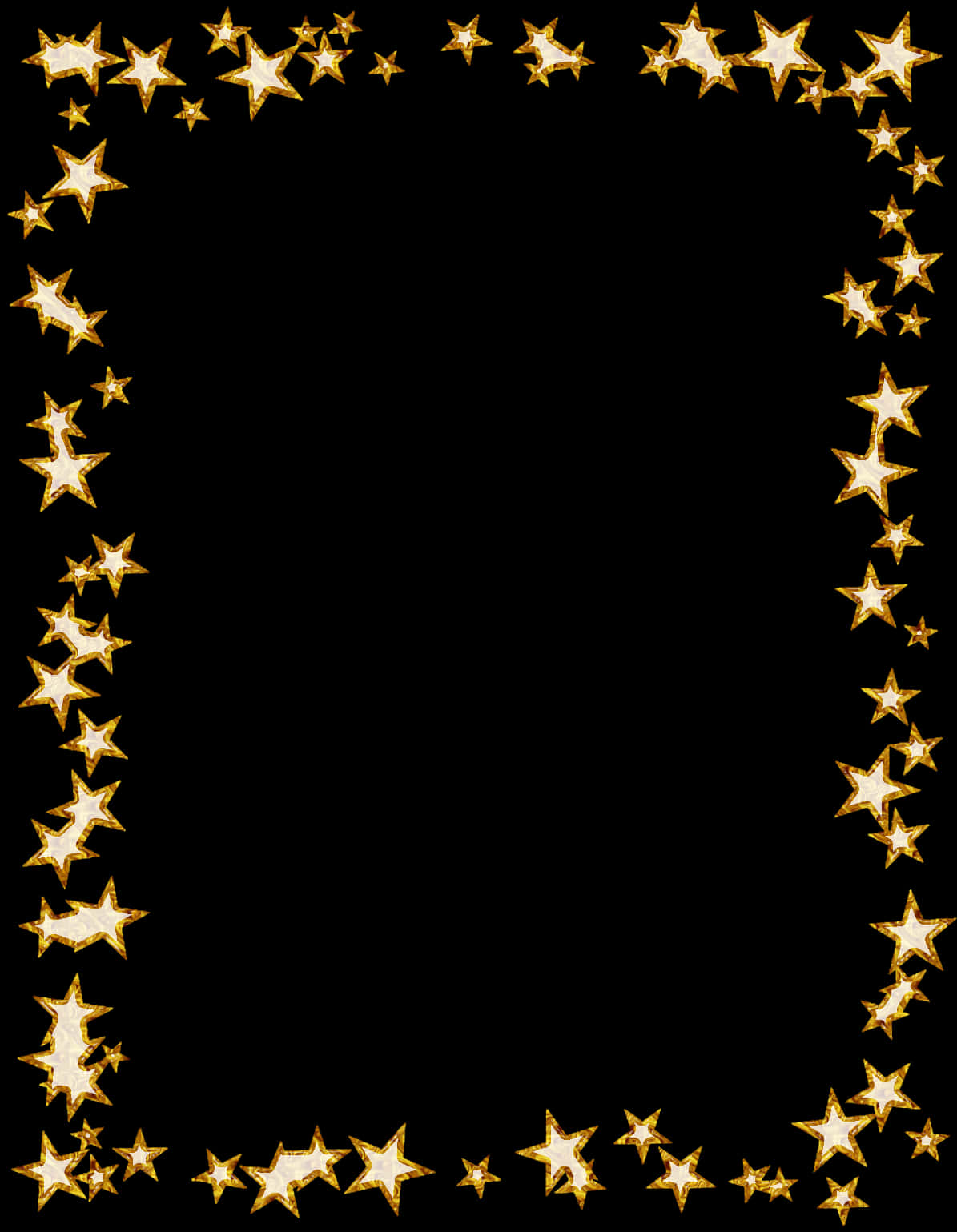 Golden Star Frame Design PNG Image