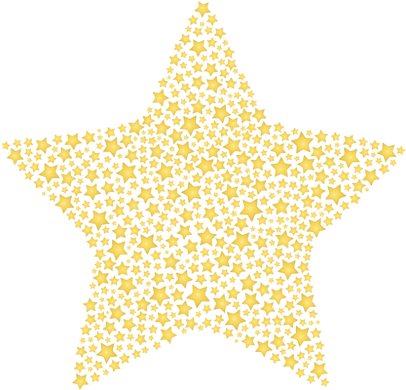 Golden Star Mosaic Pattern PNG Image