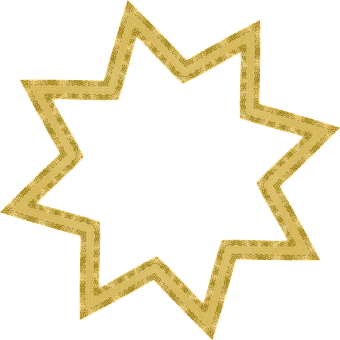 Golden Star Outline Black Background PNG Image