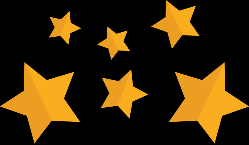 Golden Stars Black Background PNG Image