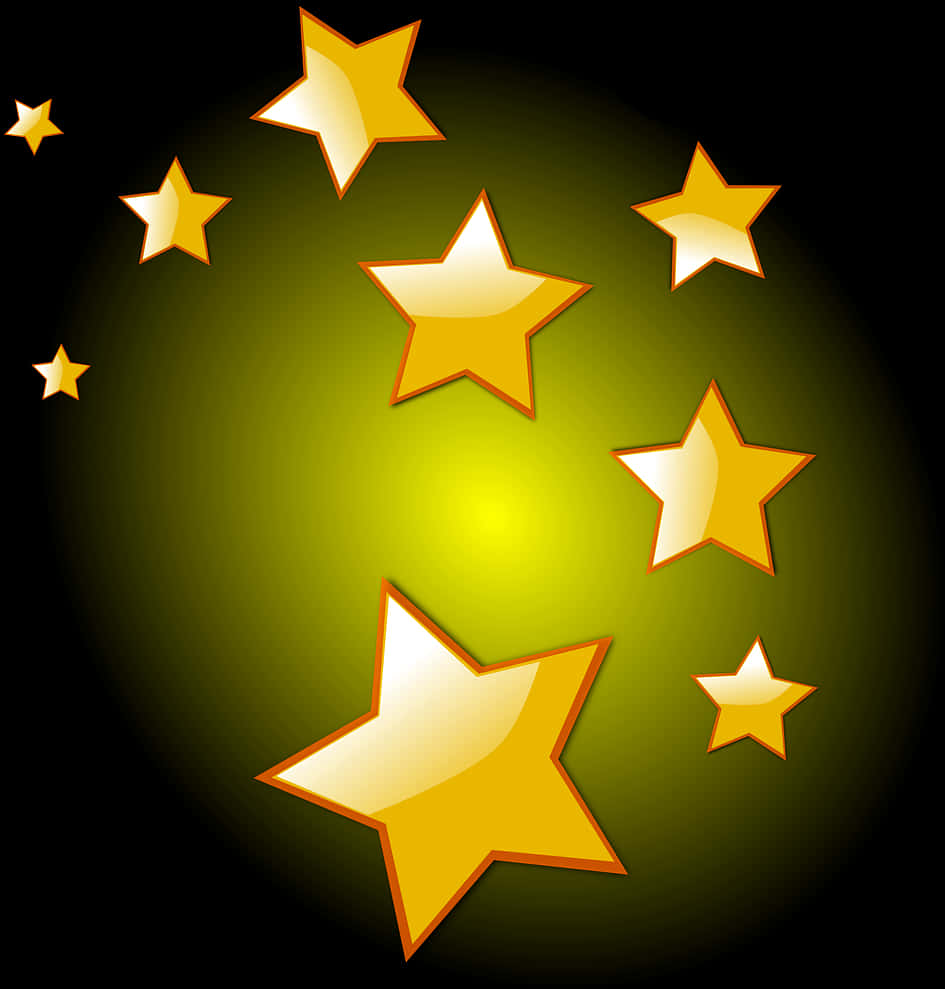 Golden Stars Glowing Background PNG Image