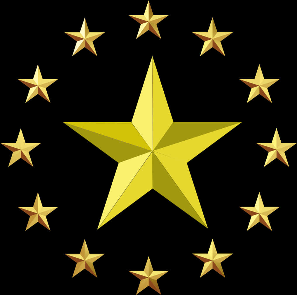 Golden Starson Black Background PNG Image