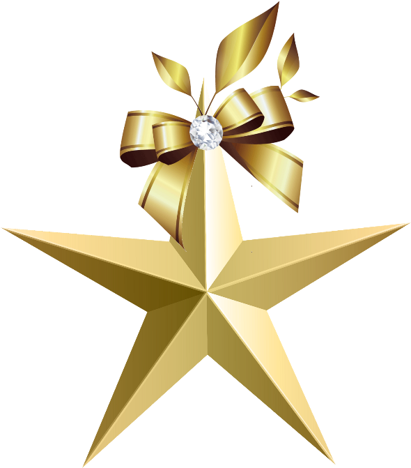 Golden Starwith Diamondand Ribbon PNG Image