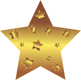 Golden Starwith Smaller Stars PNG Image