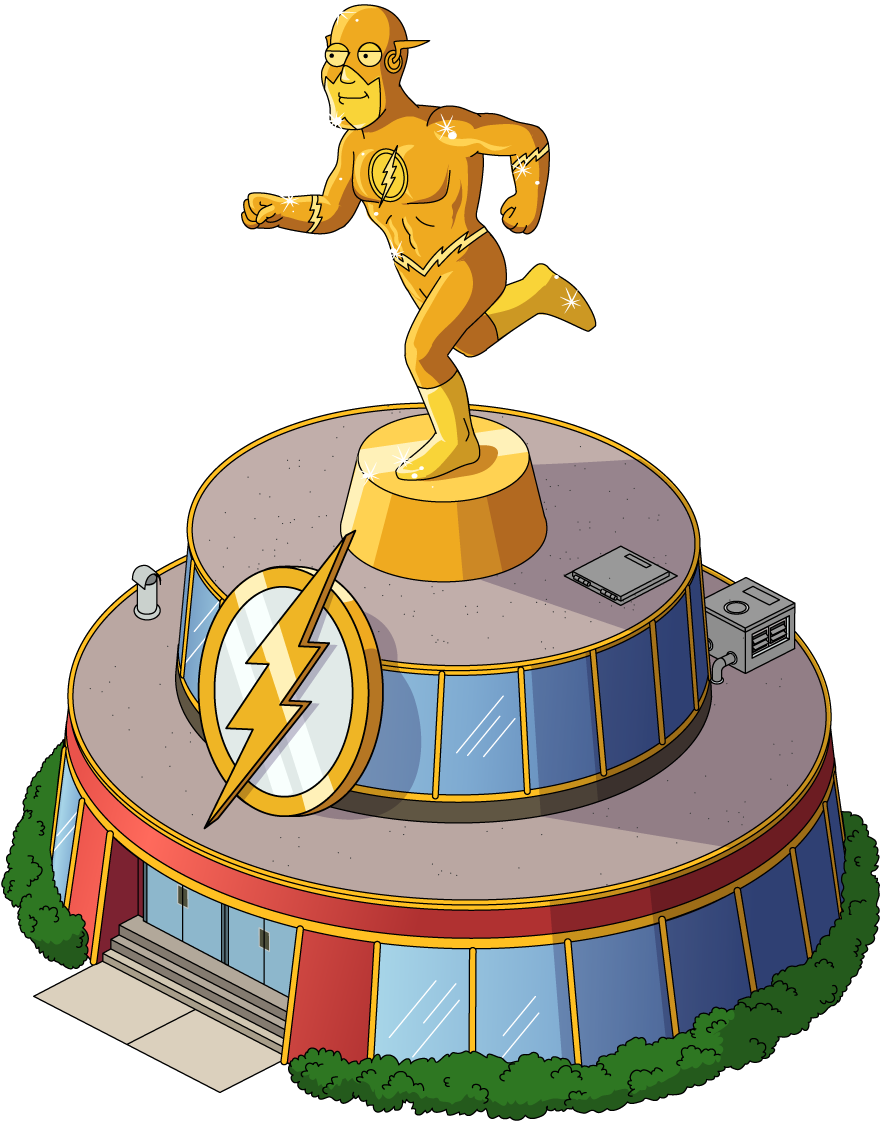 Golden Statue Superhero Display PNG Image