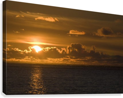 Golden Sunset Over Ocean PNG Image