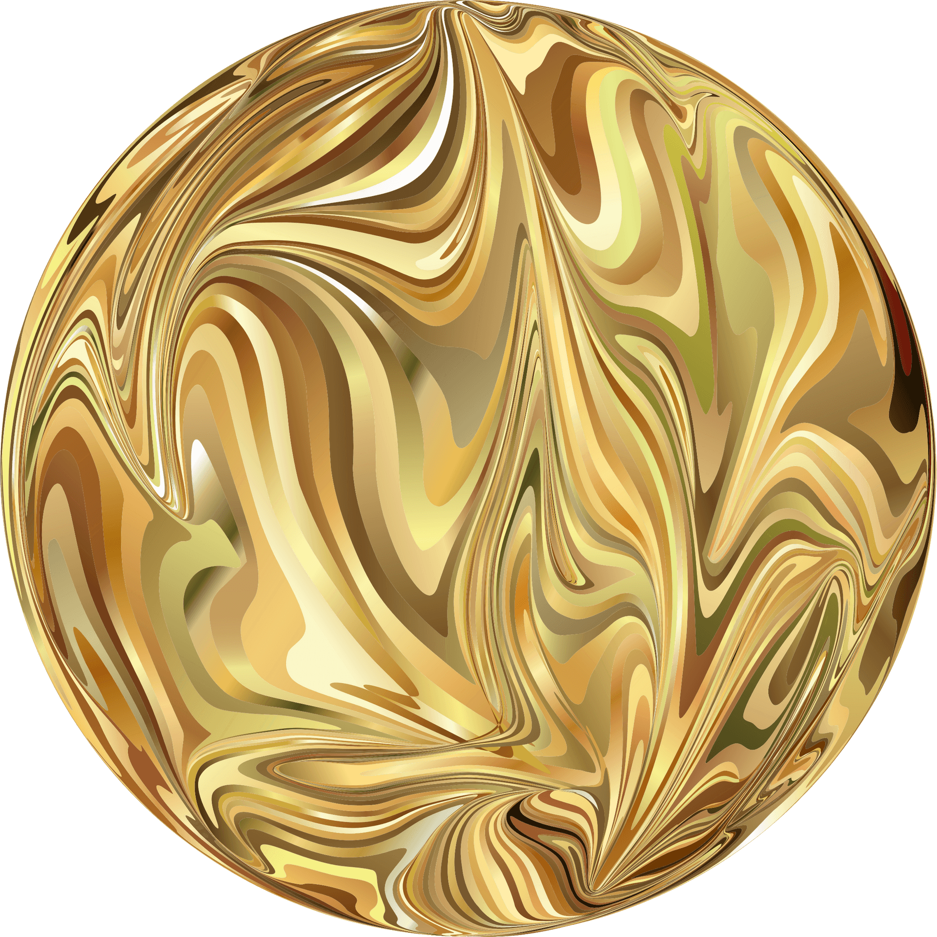 Golden Swirls Sphere PNG Image