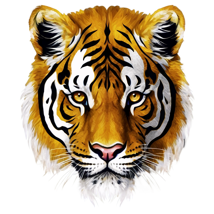 Golden Tiger Face Illustration Png 06252024 PNG Image