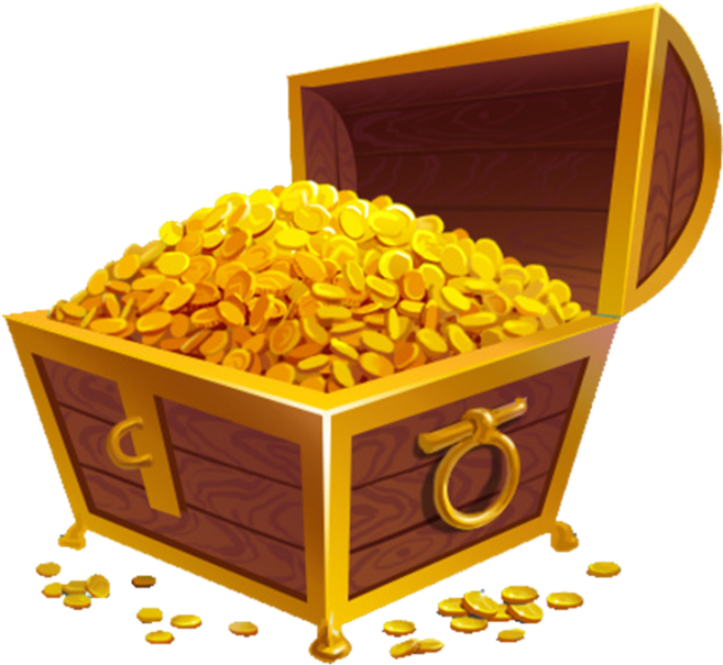 Golden Treasure Chest Fullof Coins.png PNG Image