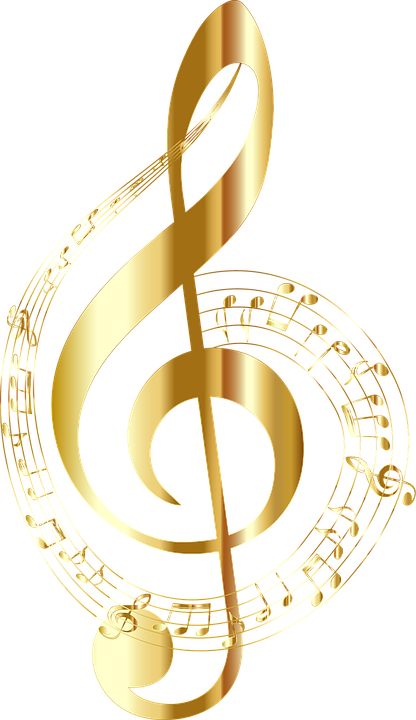 Golden Treble Clef Musical Symbol PNG Image