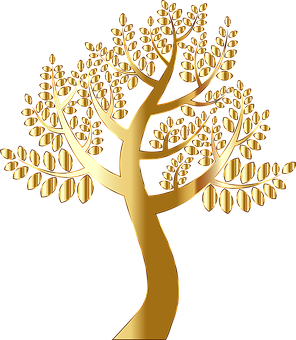 Golden Tree Graphic PNG Image