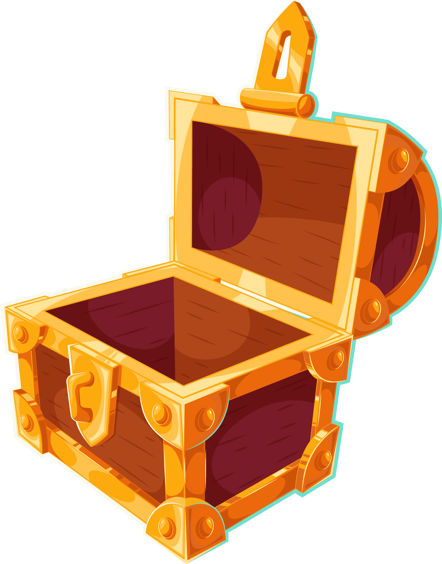 Golden Trimmed Wooden Treasure Chest PNG Image