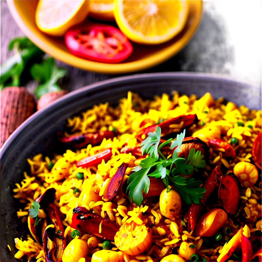 Golden Turmeric Paella Png 06252024 PNG Image