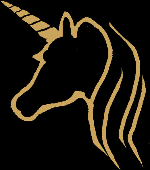 Golden Unicorn Silhouette PNG Image