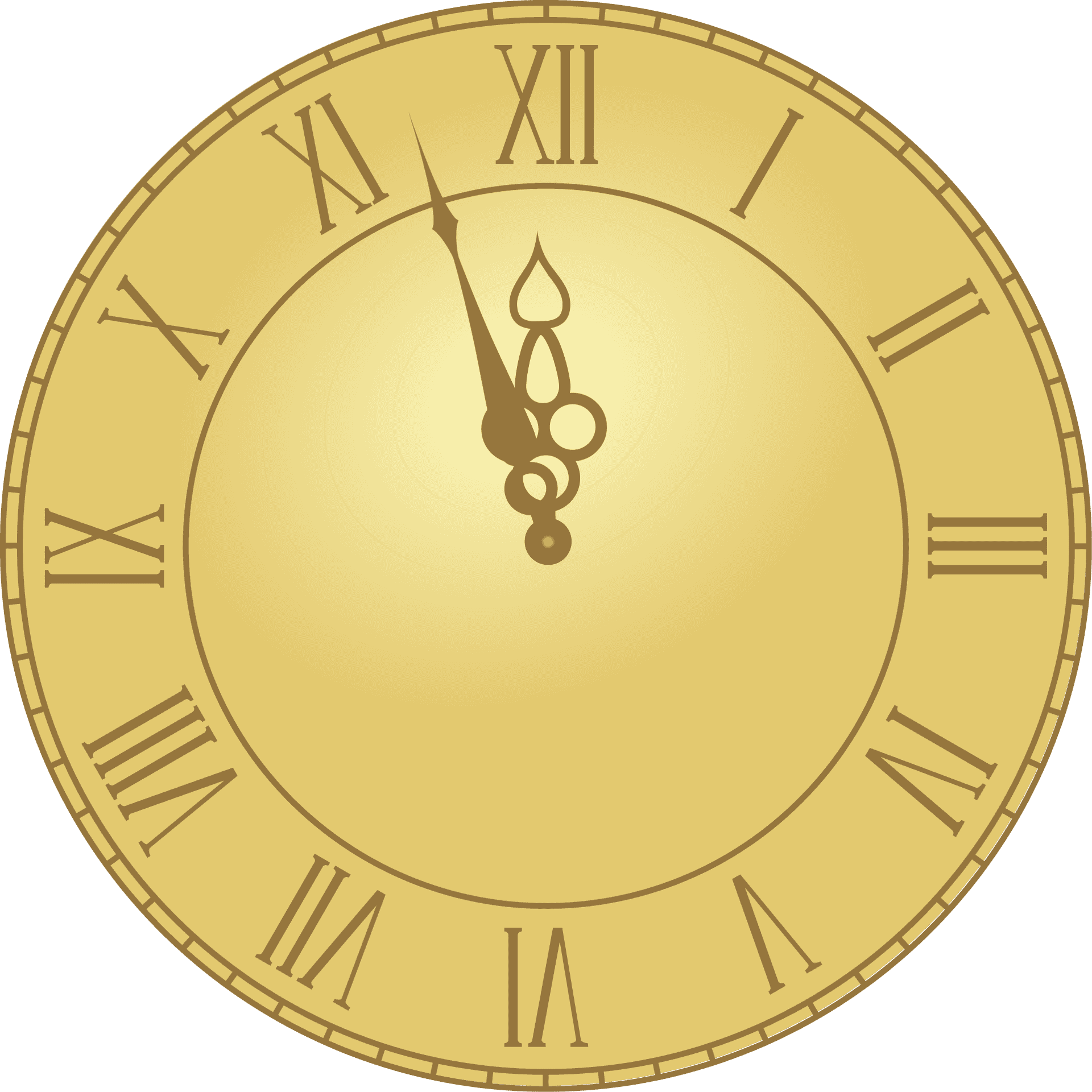 Golden Vintage Clock Face PNG Image