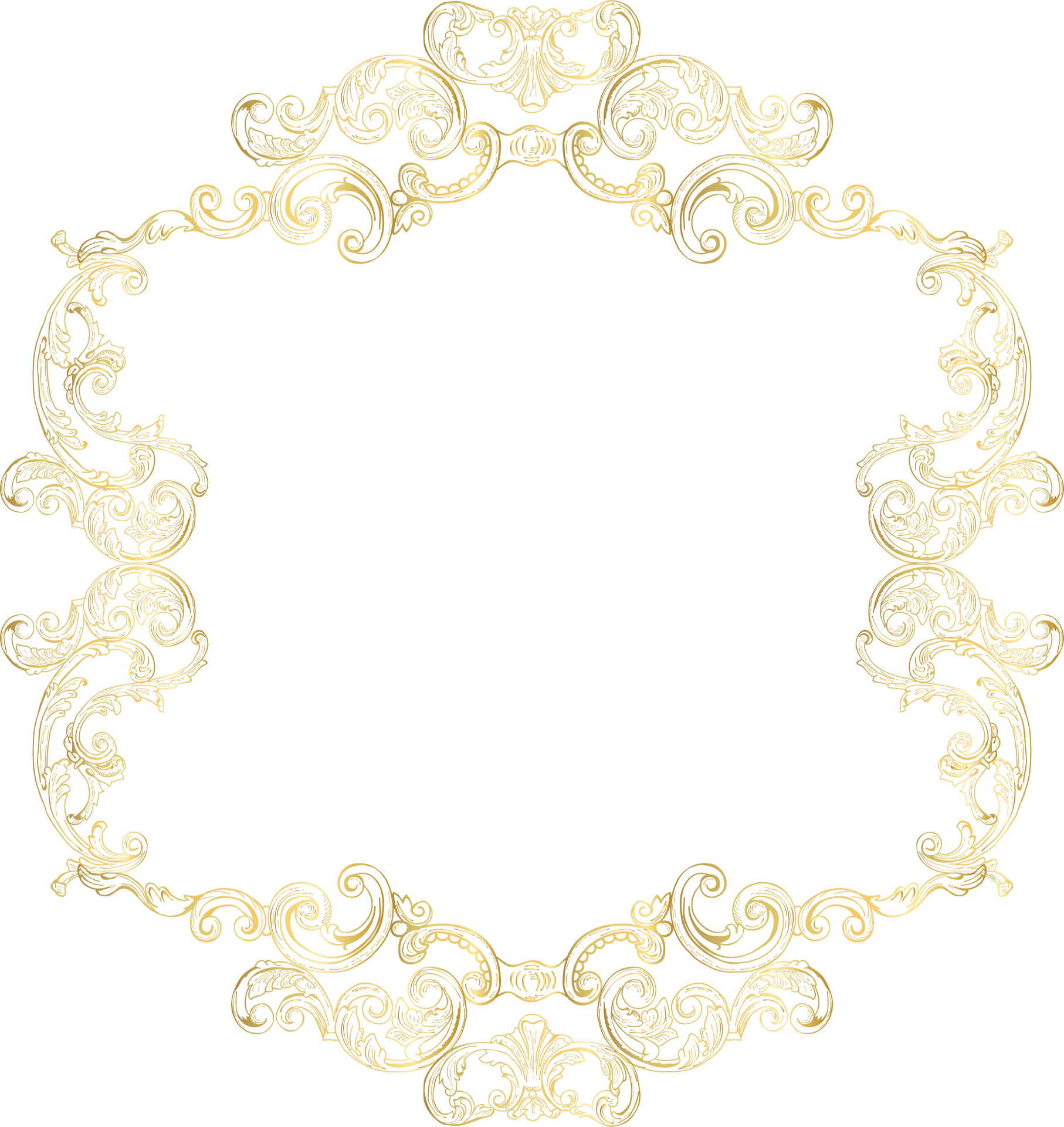 Golden Vintage Floral Frame Design PNG Image