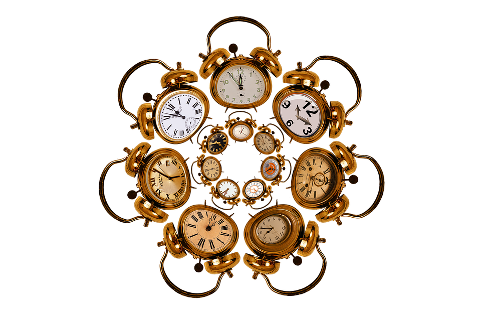 Golden Vintage Pocket Watches Collage PNG Image