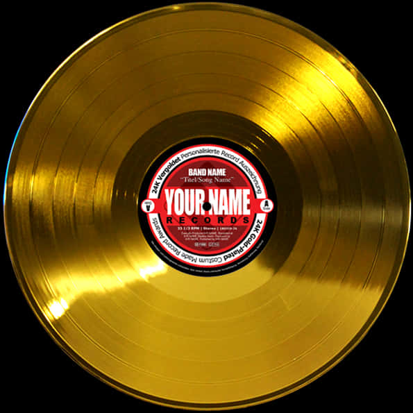 Golden Vinyl Record Custom Label PNG Image