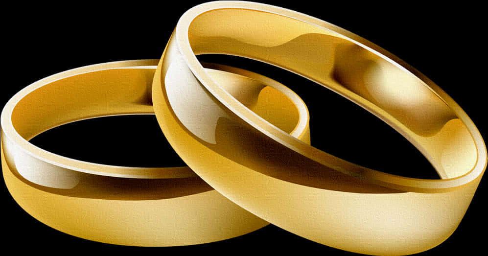 Golden Wedding Bands Interlocked PNG Image