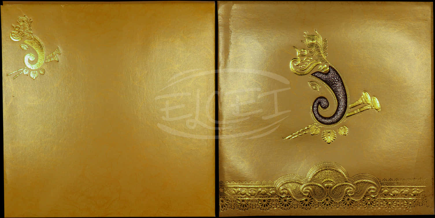 Golden_ Wedding_ Invitation_ Card PNG Image