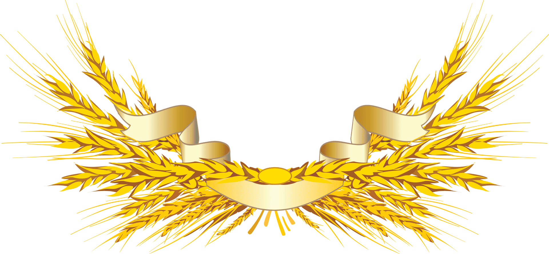 Golden Wheatand Ribbon Vector PNG Image