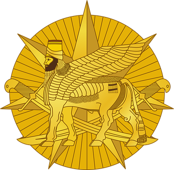 Golden_ Winged_ Bull_ Deity_ Illustration PNG Image