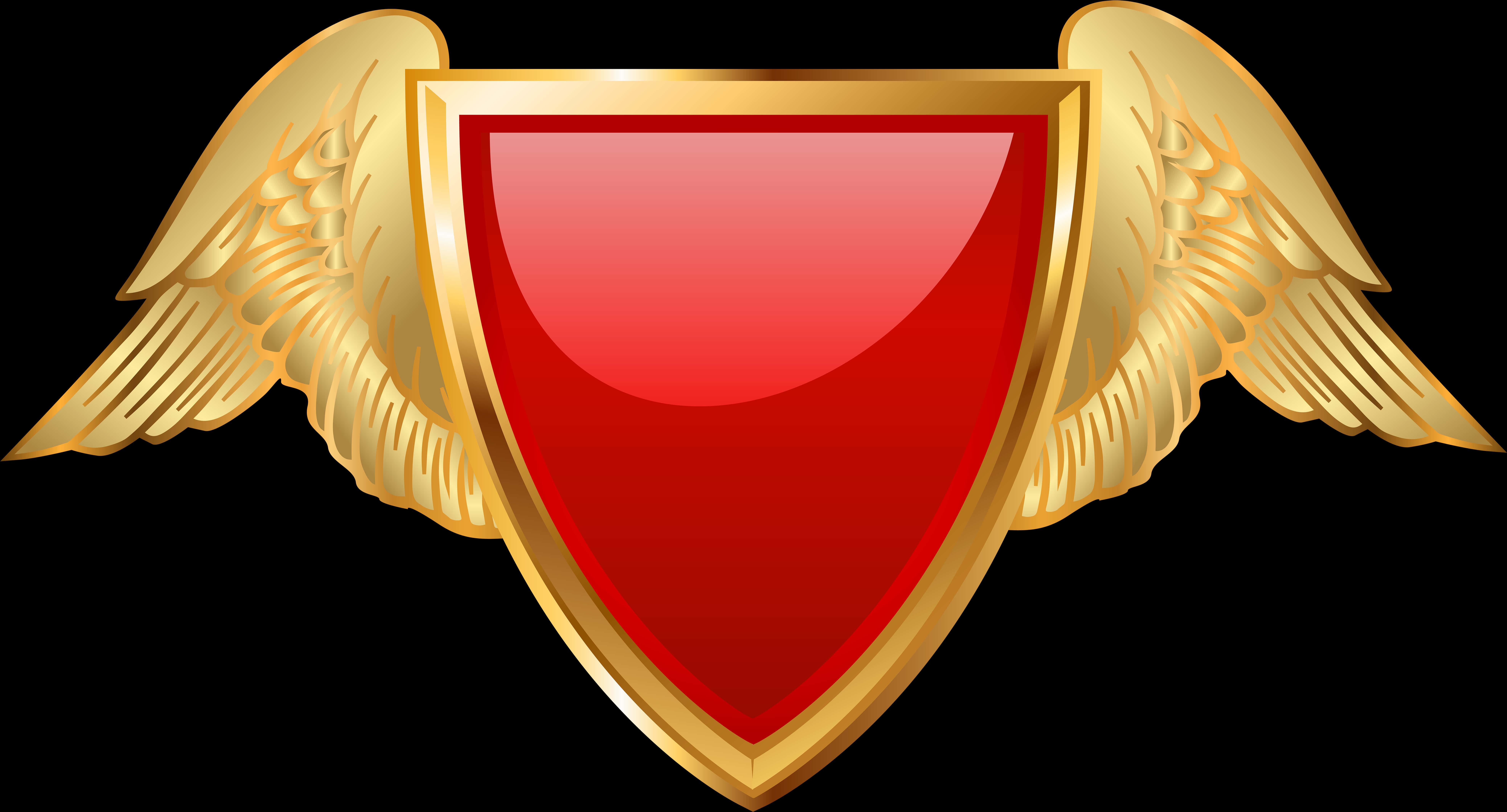 Golden Winged Shield Graphic PNG Image