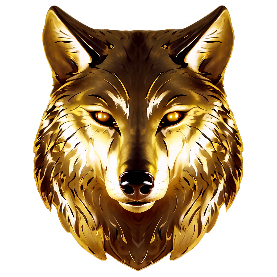 Golden Wolf Face Luxury Icon Png Dxt82 PNG Image