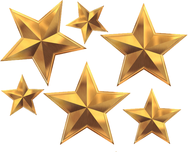 Golden3 D Stars Floating PNG Image