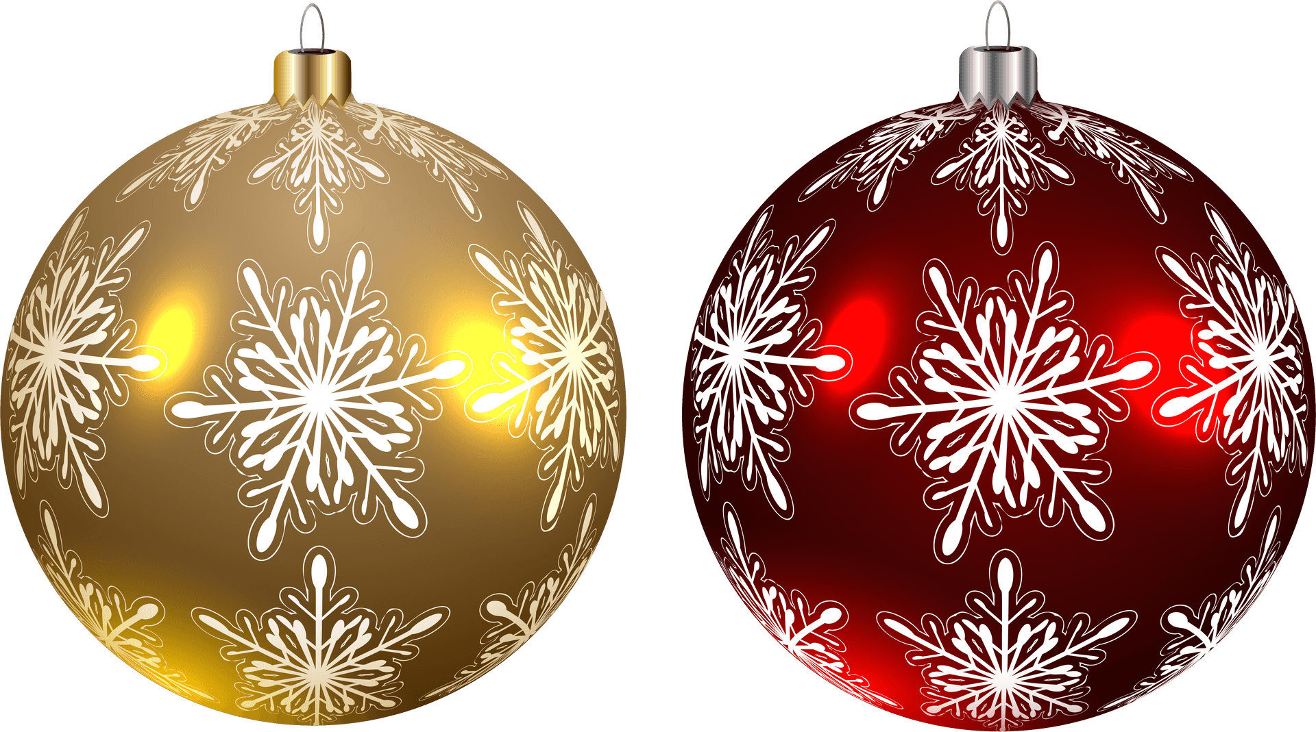 Goldenand Red Christmas Ballswith Snowflake Patterns PNG Image