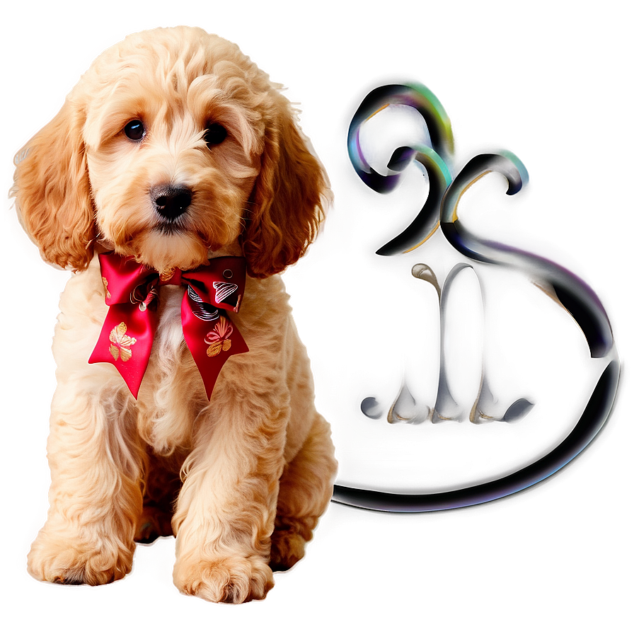 Goldendoodle With Bow Png Jyy PNG Image