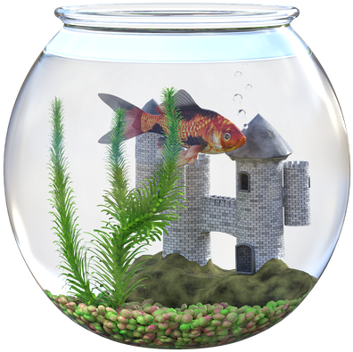 Goldfishin Bowlwith Castle Decoration PNG Image