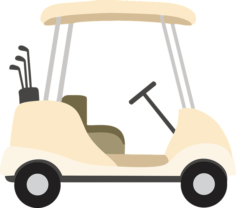 Golf Cartand Clubs Vector Illustration PNG Image