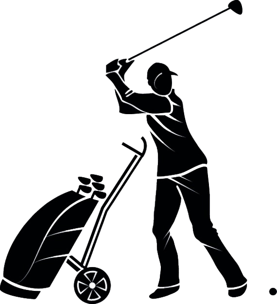 Golfer Silhouette Swinging Club PNG Image